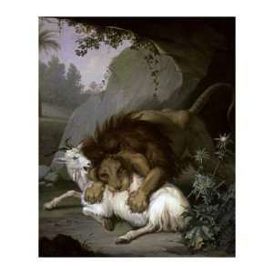  Wenzel Peter   A Lion Attacking A Goat Giclee