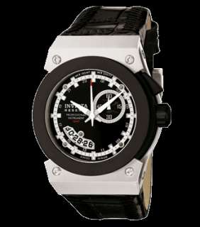   6447 Mens Reserve Akula GMT Midsized Leather Strap Watch  