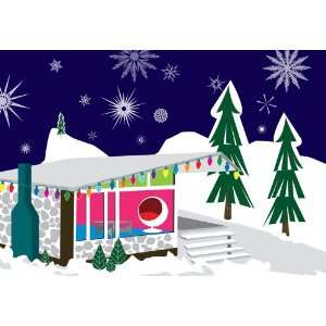 Retro Home in the Snow   Boxed Holiday Christmas Greeting Cards   Set 