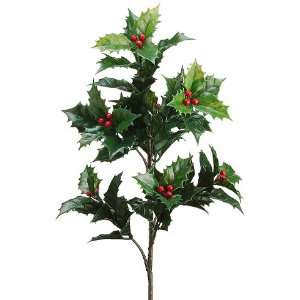  Faux 17 Plastic Holly Berry Spray Two Tone Green (Pack of 