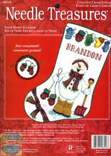 Cross Stitch Kit ~ JCA Snowman Snow Happy Christmas Stocking #08558 