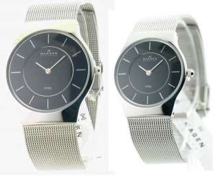 Skagen Stainless Steel Mesh Sharp Black Dial Ultra Slim Dress Watch 