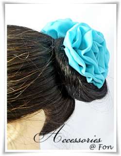 Beautiful Big Rose Chiffon & Flower Mesh Fabric Hair Claw Clip Clamp 