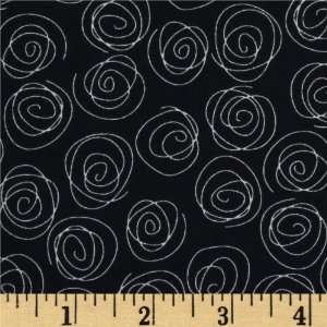  44 Wide Mixmasters Circle Scribbles Black Fabric By The 