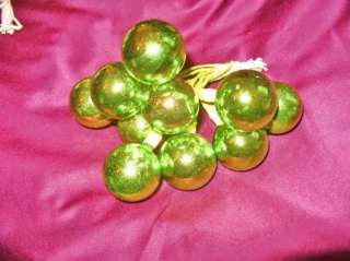 VTG MERCURY GLASS Lime Green Bead Xmas Tree Ornament 1950s Japan 