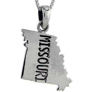  Sterling Silver Missouri State Map Pendant, 1 1/16 in 
