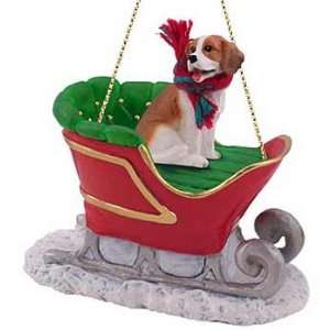  Beagle in a Sleigh Christmas Ornament