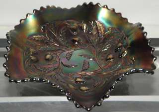   Antique Northwood Amethyst Carnival Glass Strawberry Bowl NR  
