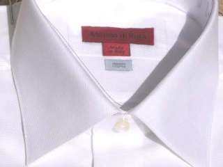 320 Hand Made in Italy Mens White Regular Dress Shirt  