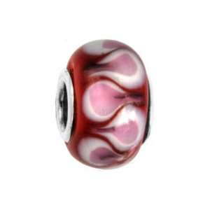  IMPPAC red, pink and white Murano Style Glass Bead, Juicy 