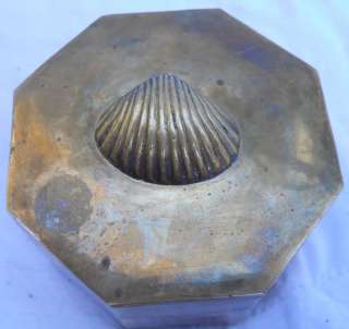 BRASS OCTAGONAL BOX 4 x 2¼ FROM INDIA BRASS SHELL ON TOP JEWELRY 