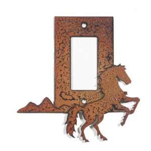  Horse Switch Plate   Double Toggle   6.5 x 6.75