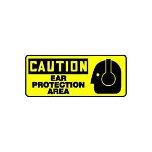 CAUTION EAR PROTECTION AREA (W/GRAPHIC) Sign   7 x 17 .040 Aluminum