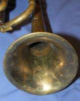 1920s Antique European Markis Brass Mother of Pearl Trumpet  