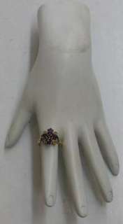 Vintage 3ct Amethyst Cluster 14k Gold Fashion Ring  