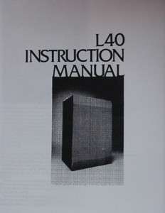 JBL L40 SPEAKER INSTRUCTION MANUAL 13 pages  