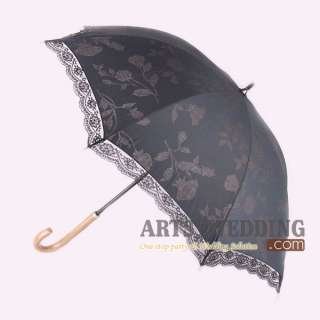 All Weather Rainstoppers Sunshade Black Nylon lace Wedding Parasol 