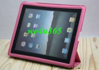 Leather Smart Cover Back Case Stand 4 Ipad 2 Pink NEW  