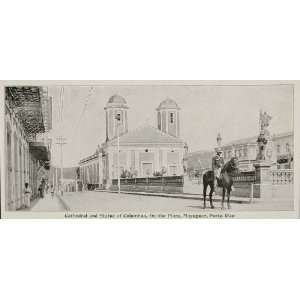  1899 Print Plaza Colon Cathedral Mayaguez Puerto Rico 