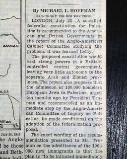 JEWISH HOMELAND CREATION Israel Palestine1946 Newspaper  