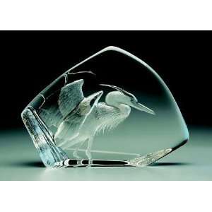    Heron Etched Crystal Sculpture by Mats Jonasson