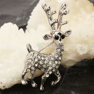 Exquisite Lovely Aqua Christmas Deer Style Silver plated Rhinestone 