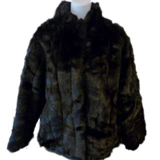 Womens Black Fur Coat faux fur Jacket Jaclyn Smith  