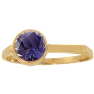   Gold Round Gemstone Stackable Ring Iolite, size6 diViene Jewelry