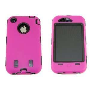  Protector iPhone Case for 3G/3GS (HOT PINK & Black) with STYLUS 