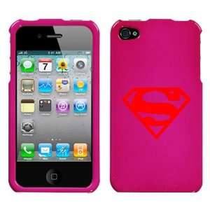  APPLE IPHONE 4 4G SUPERMAN RED SYMBOL ON A PINK HARD CASE 