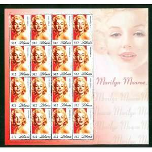  Marilyn Monroe Sheet of 16 Rare Mint Liberia Stamps 2343 