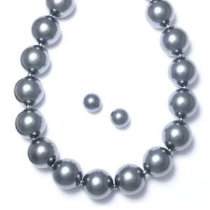  Mariell ~ Bold 22mm Pearl Grey Necklace Set Jewelry