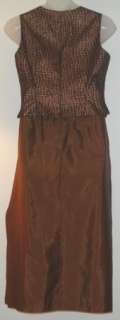 JR NITES Bronze/Black Tafetta Top & Long Skirt Sz 16   Evening Formal 