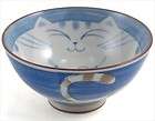 2x Japanese Kids Porcelain Rice Bowl Blue Cat HR54/B