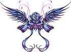 LOWER BACK TRIBAL PURPLE ROSE AND WINGS Temporary Tattoo   EXTRA LARGE 