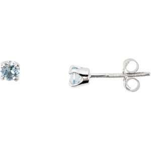   14K White Gold PAIR MARCH Youth Genuine Birthstone Earring Jewelry