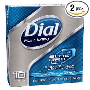  Dial for Men Blue Grit Soap Bar, 10 Count (Pack of 2 