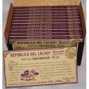  Republica Del Cacao Manabi 75% Cacao (12 3.5oz Bars 