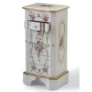  Hand Painted Floral Design Jewelry Organizer Armoire   33 