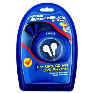  Kansas Jayhawks SportBud Headphone 2 Pack with Wind Up 
