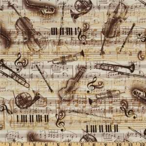  44 Wide All That Jazz Musical Montage Natural Fabric By 