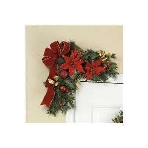  Poinsettia and Pine Corner Swags