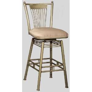  Slatted Metal Swivel Counter Stool with Suede Upholstered 