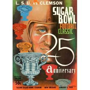 Historic Game Day Program Cover Art   CLEMSON VS LSU 1959 (SUGAR BOWL 