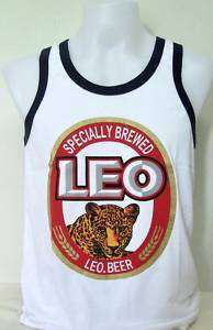 Thai Leo Beer Lager White Singlet Vest Tank Tops size L  