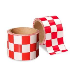 Low Vision Checkerboard Tape Red and White   3 Inch Wide