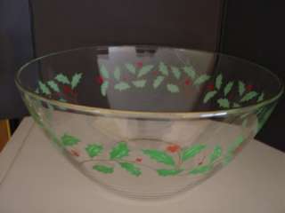 Lenox Holiday 9 Bowl Glassware Serving Clear Green Red Holly  