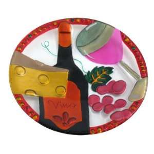   Wine & Cheese Glass Fusion Plate by Lori Siebert