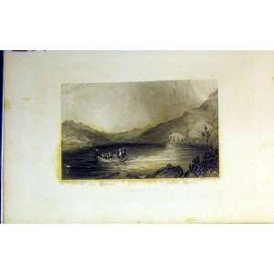  1842 View Loch Lomond Scotland Men Boat Mountains