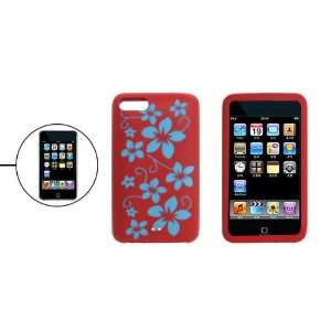  Gino Flowered Print Red Silicone Skin Case Cover for iPod 